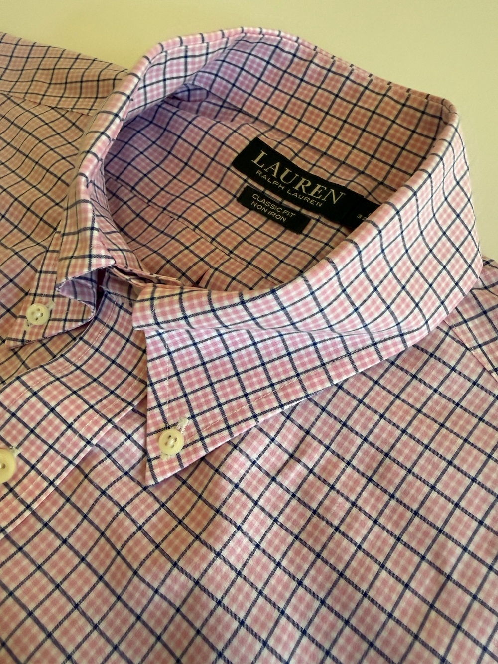 Lauren Ralph Lauren Men’s Classic Fit Non-Iron Check Dress Shirt – 16 / 32-33